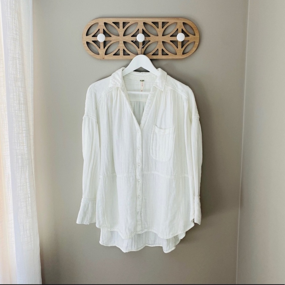 Free People Button Up Top White Sz XS